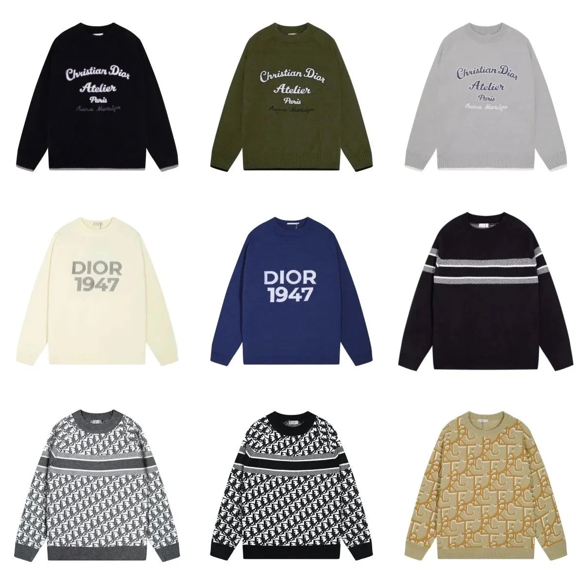 Christian Dior Atelier Paris Knit Sweaters 1947 Logo Design