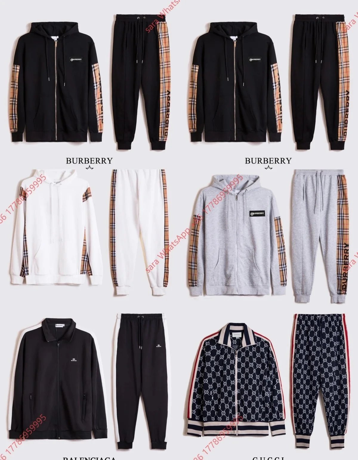 Burberry Hoodie and Jogger Set with Check Pattern