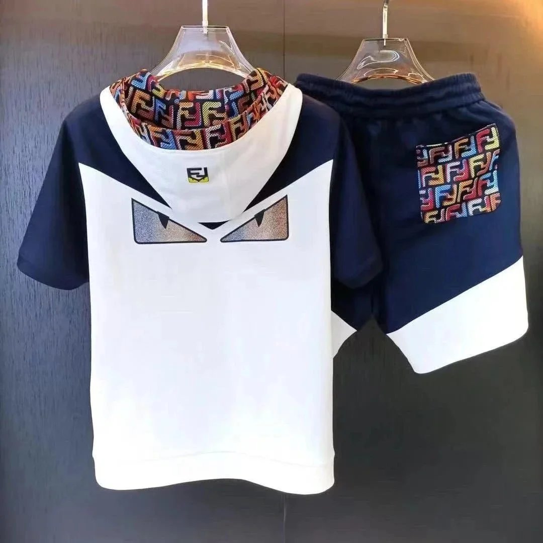 FENDI Kids Sport Suit Set with Logo Print and Colorful Pattern