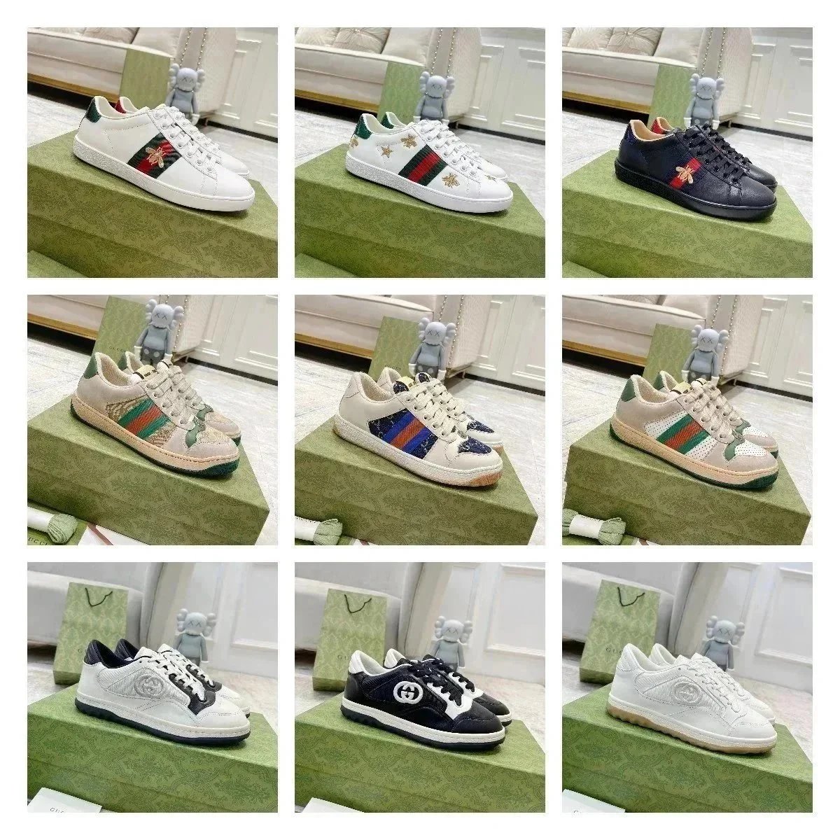 Gucci Ace Sneakers White Red Green Stripe Logo Men Women Fashion Casual Shoes