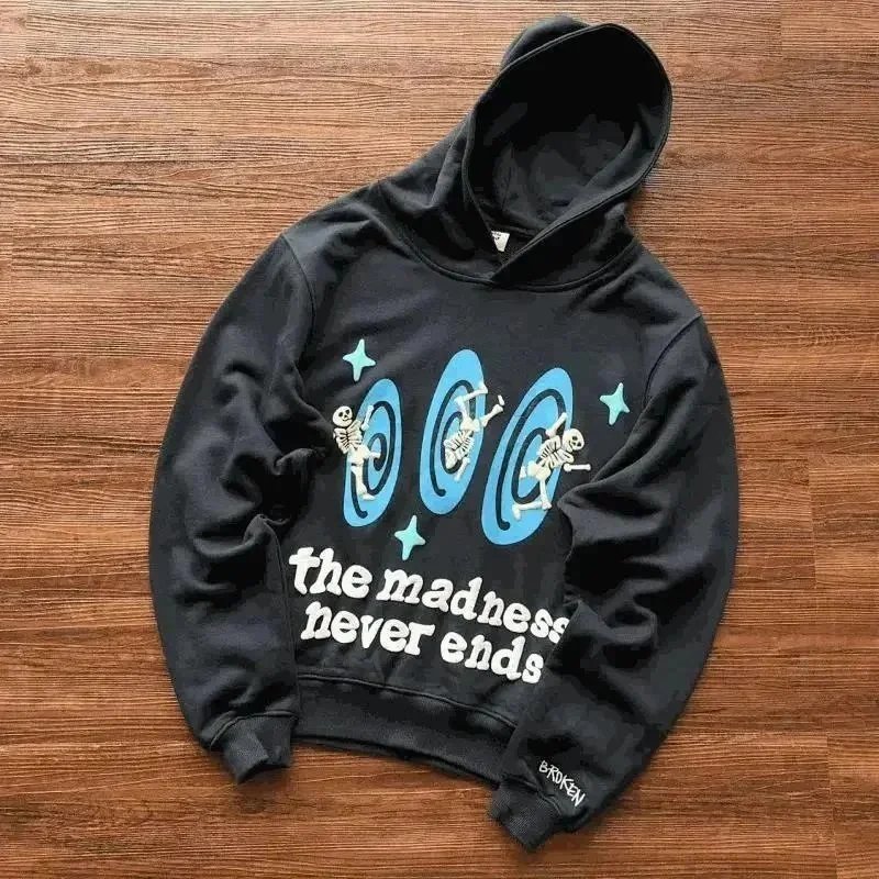 The Madness Never Ends Hoodie Black Graphic Sweatshirt