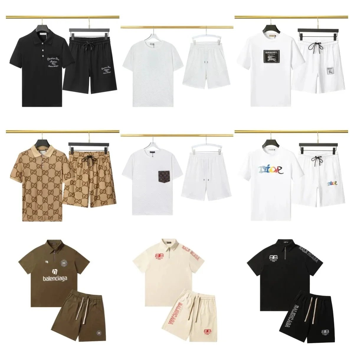 Balenciaga Men's Polo Shirt and Shorts Set Fashion Casual Wear