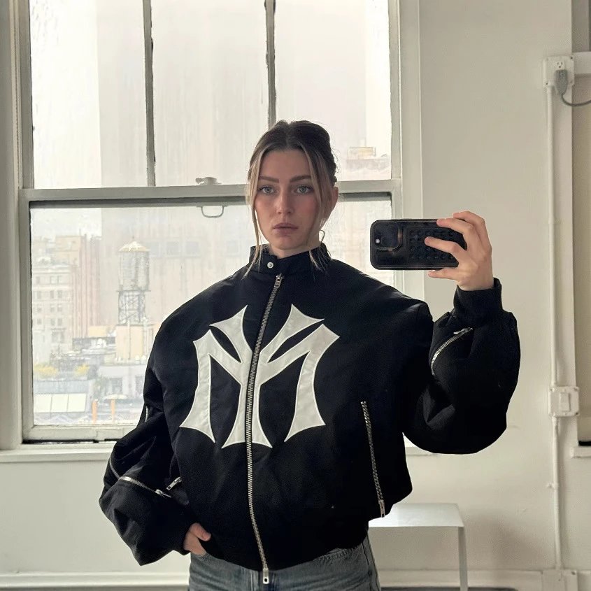 NY Yankees Black Bomber Jacket for Women
