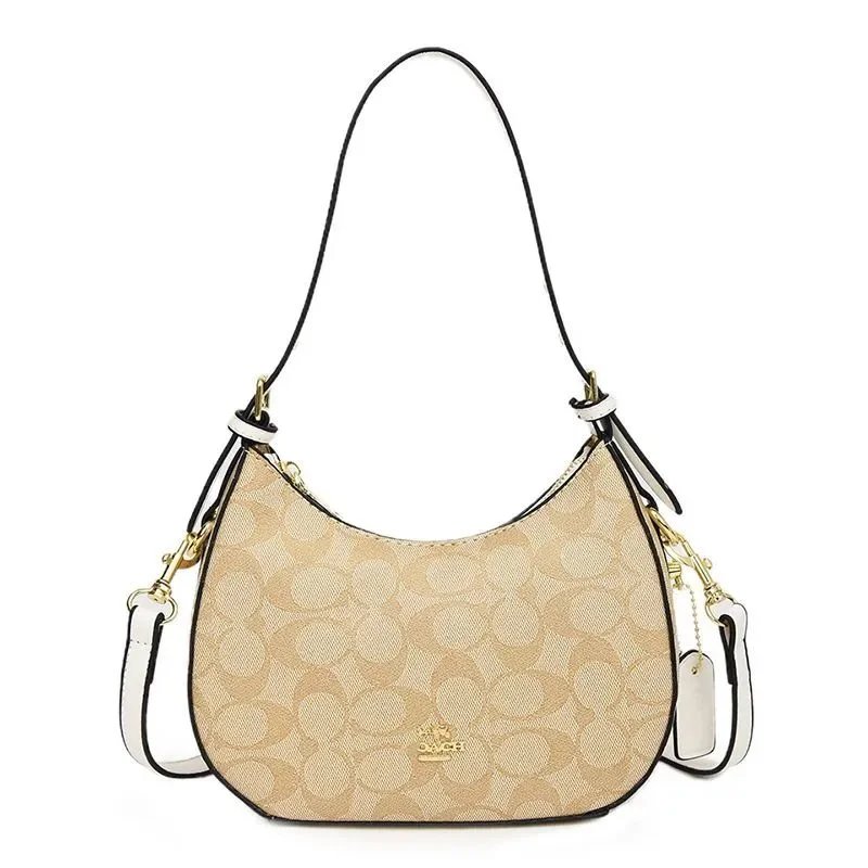 Coach Signature Canvas Hobo Bag with Gold Hardware