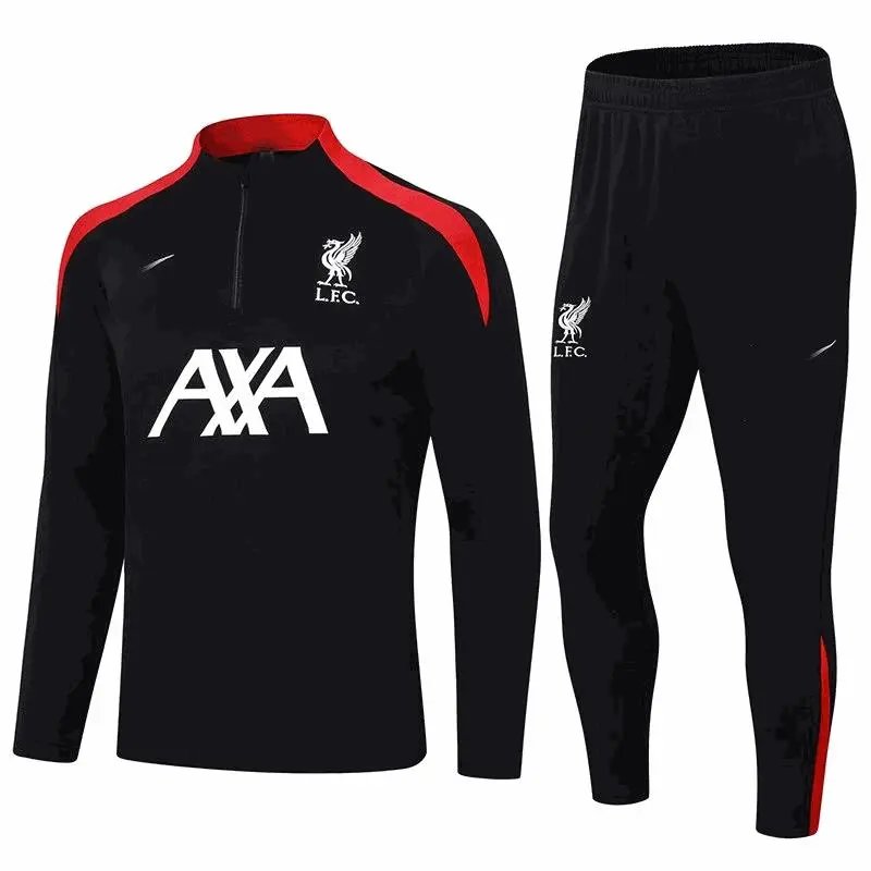 Liverpool FC Training Suit Black Red AXA Logo