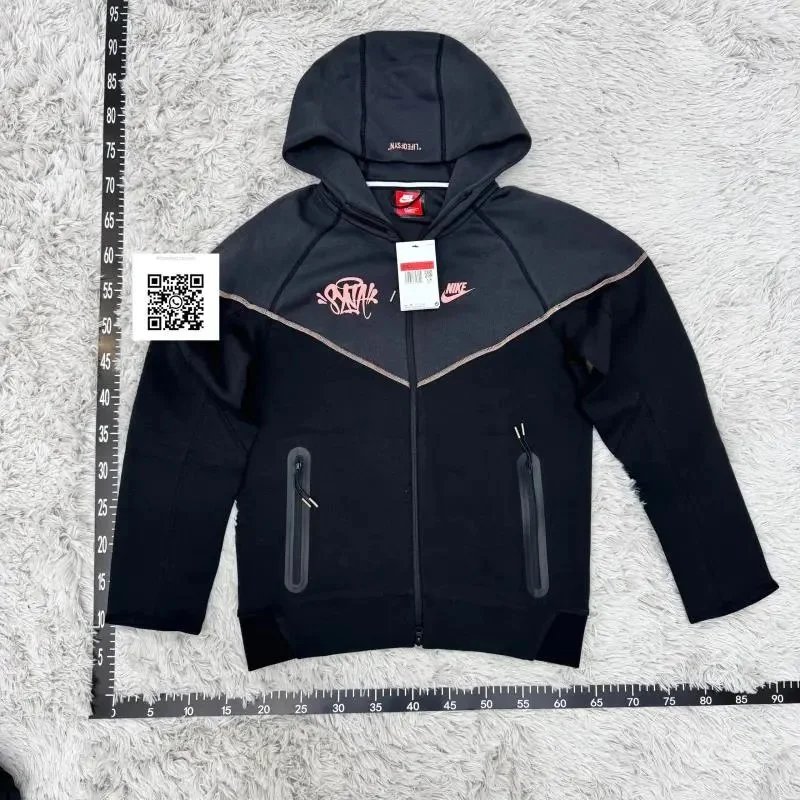 Nike x Bape Black Hoodie with Pink Logo Full Zip Jacket