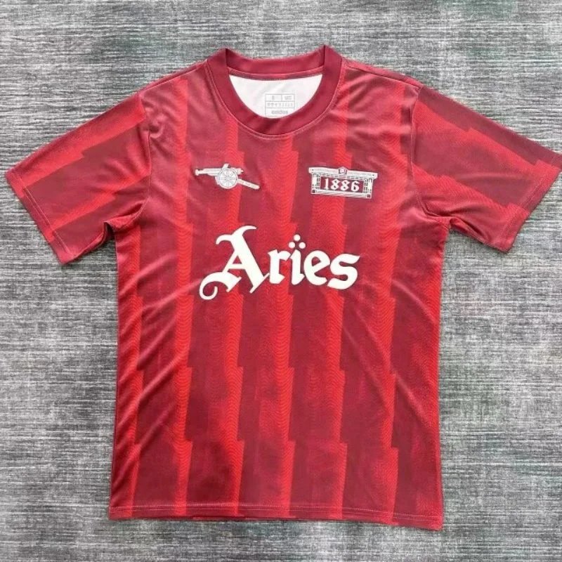 Red Striped Aries Football Jersey 1886 Team Shirt