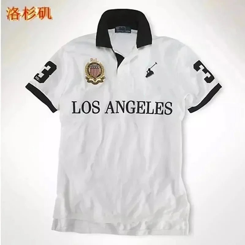 Los Angeles Polo Shirt White Black RL Logo