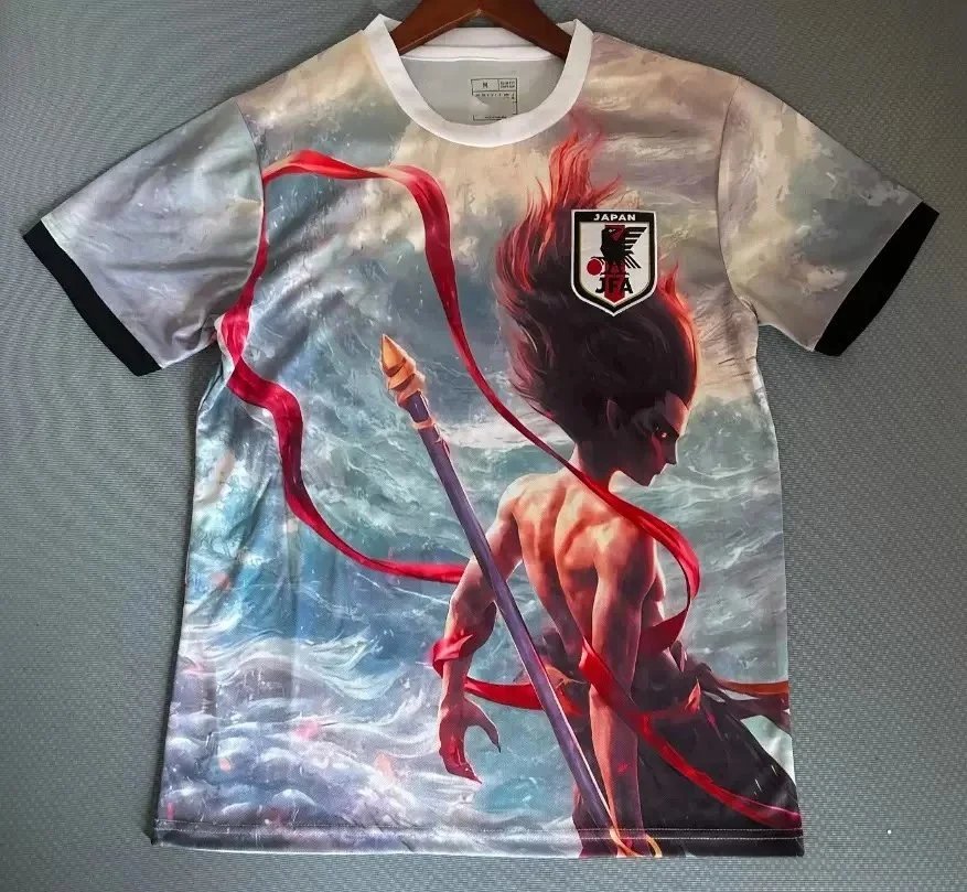 Japan National Football Team Anime Style T-Shirt with Demon Slayer Design