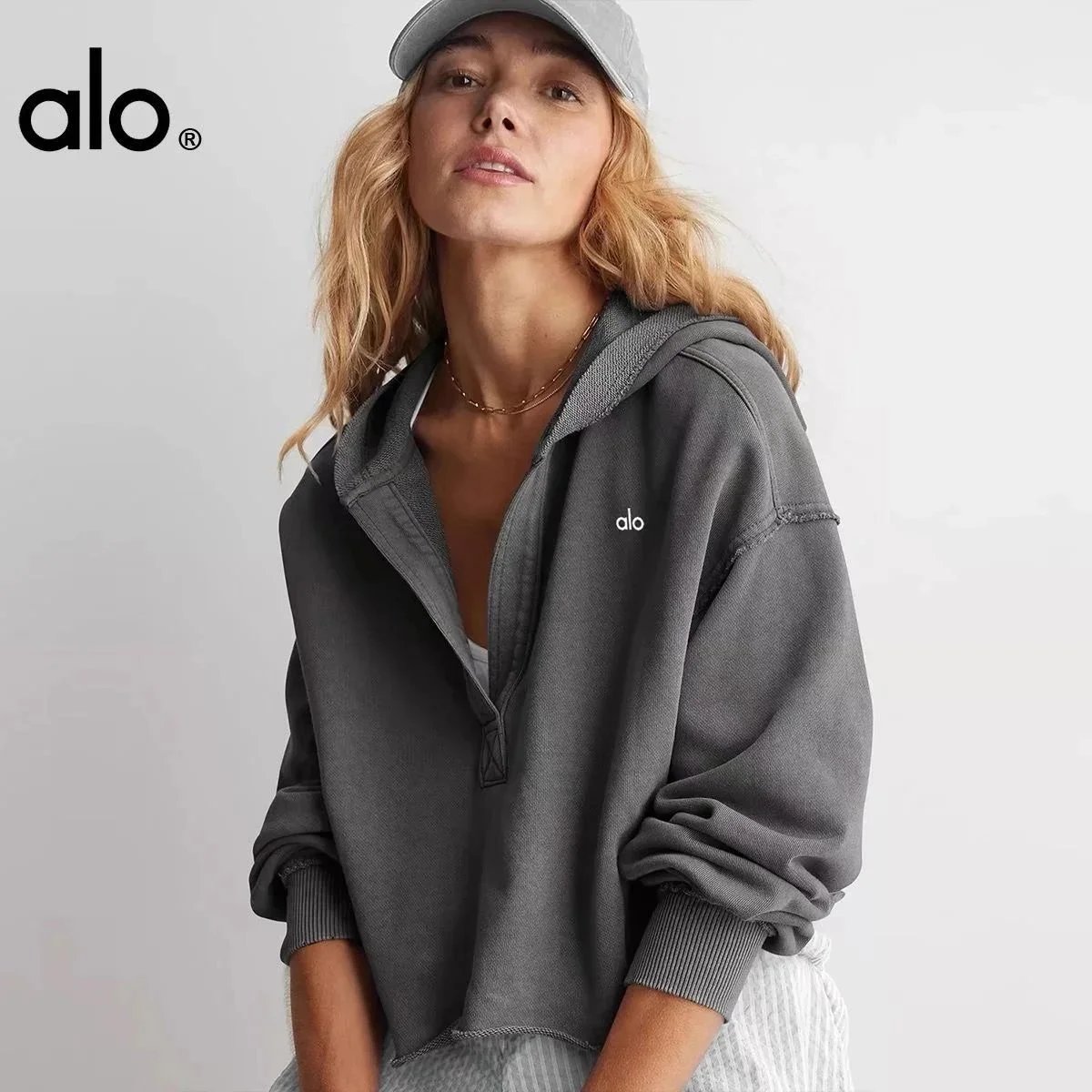 alo Women's Oversized Hooded Sweatshirt Gray