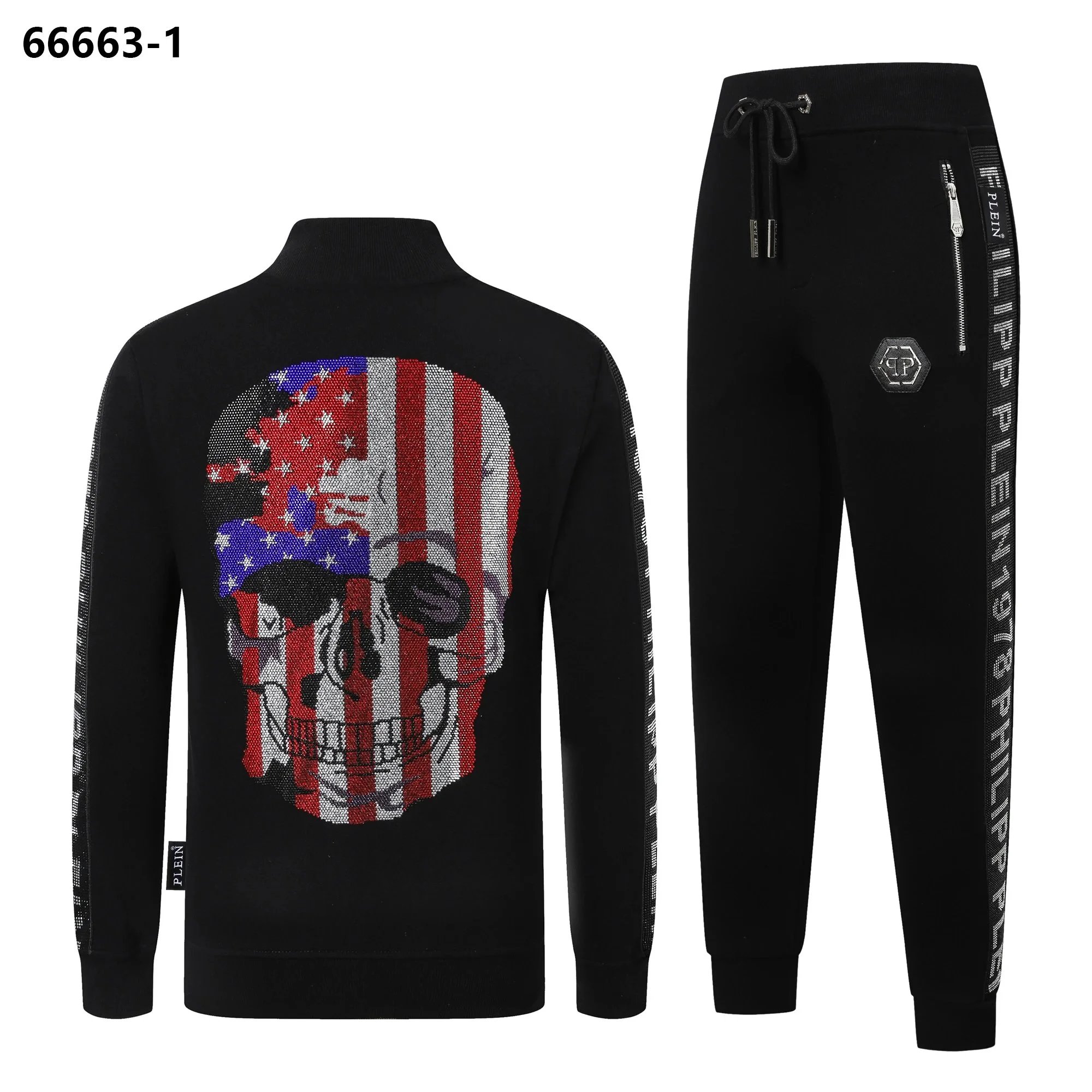 Philipp Plein Skull Flag Knit Sweater and Joggers Set