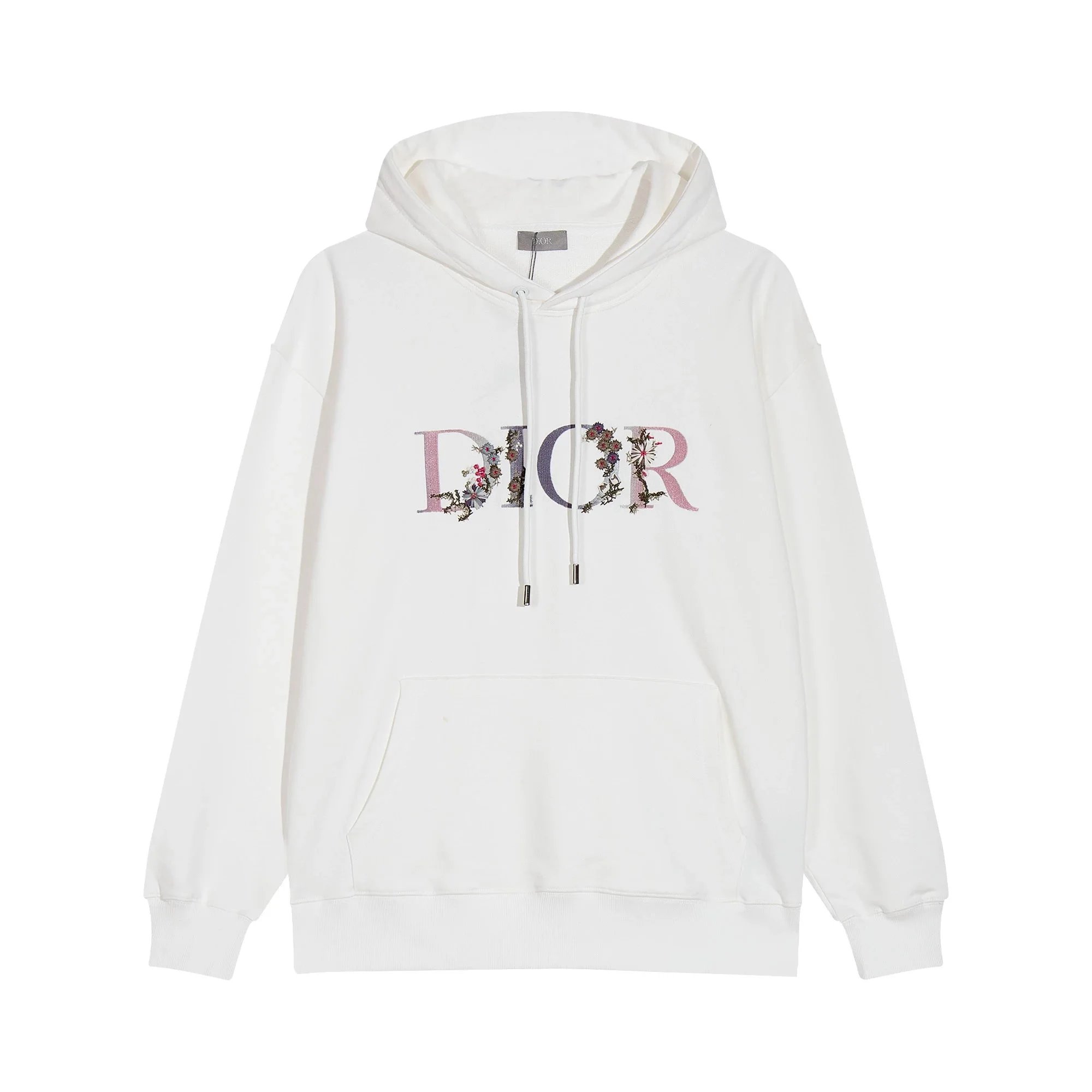 Dior Floral Embroidered Hoodie White Women's Sweatshirt