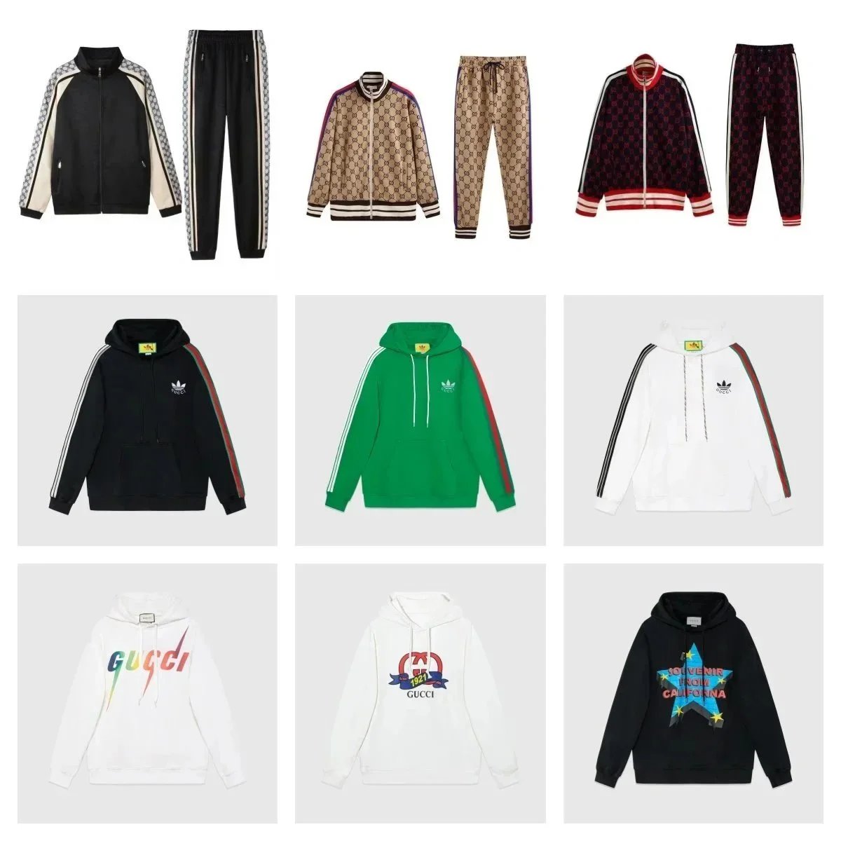 Gucci x Adidas Collaborative Hoodies and Tracksuits