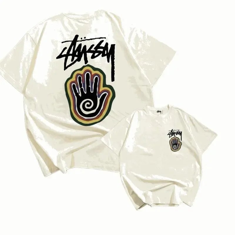 Stussy Hand Logo T-Shirt White Oversized Streetwear