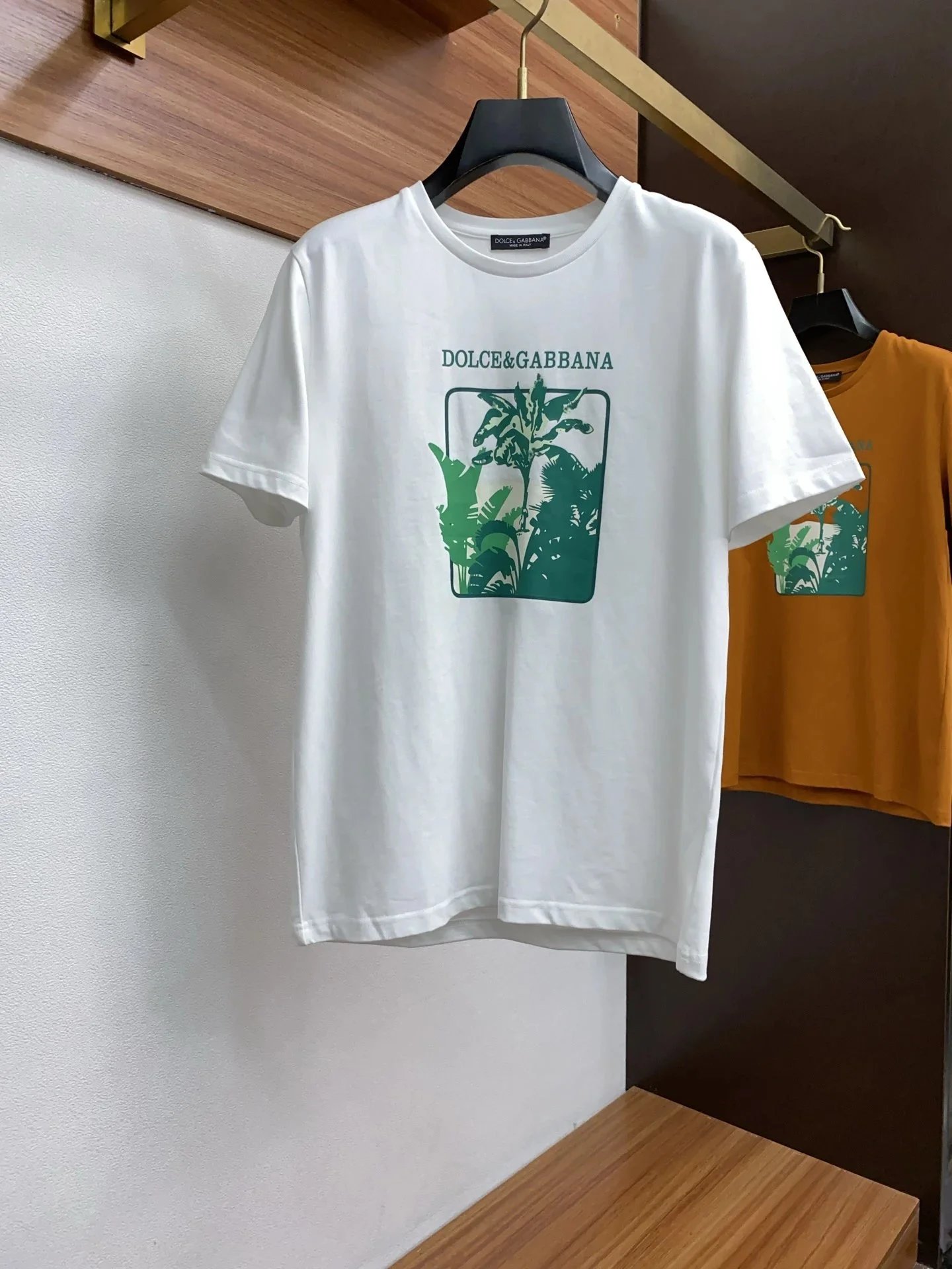 Dolce&Gabbana White Tropical Print T-Shirt for Men