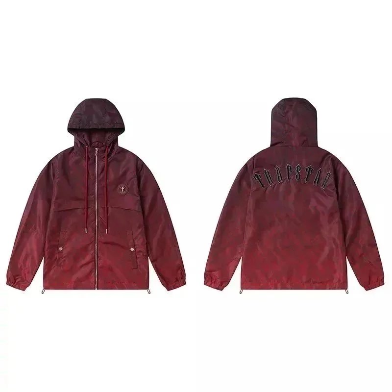 TRAPSTAR Red Hooded Windbreaker Jacket Men's Streetwear