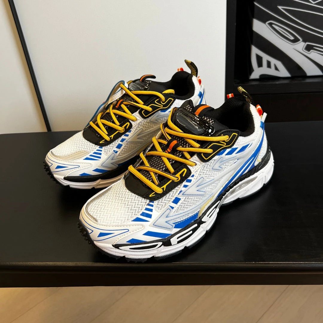 HOKA One One Running Shoes White Blue Yellow Mesh Sneakers