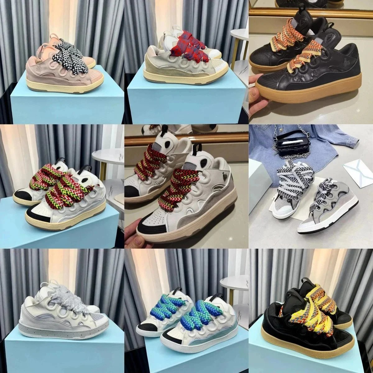 Stylish Chunky Sneakers with Colorful Laces for Women and Men