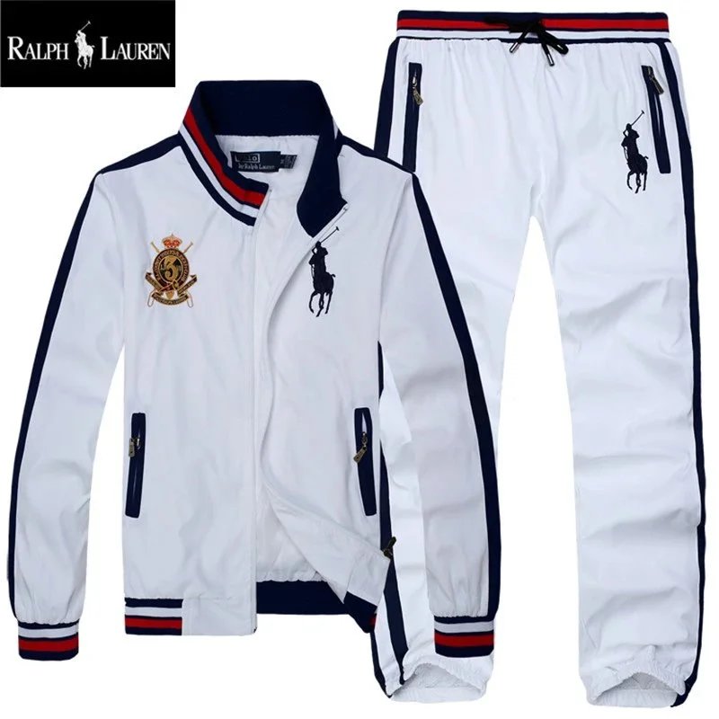 Ralph Lauren White Track Suit with Pony Logo and Crest