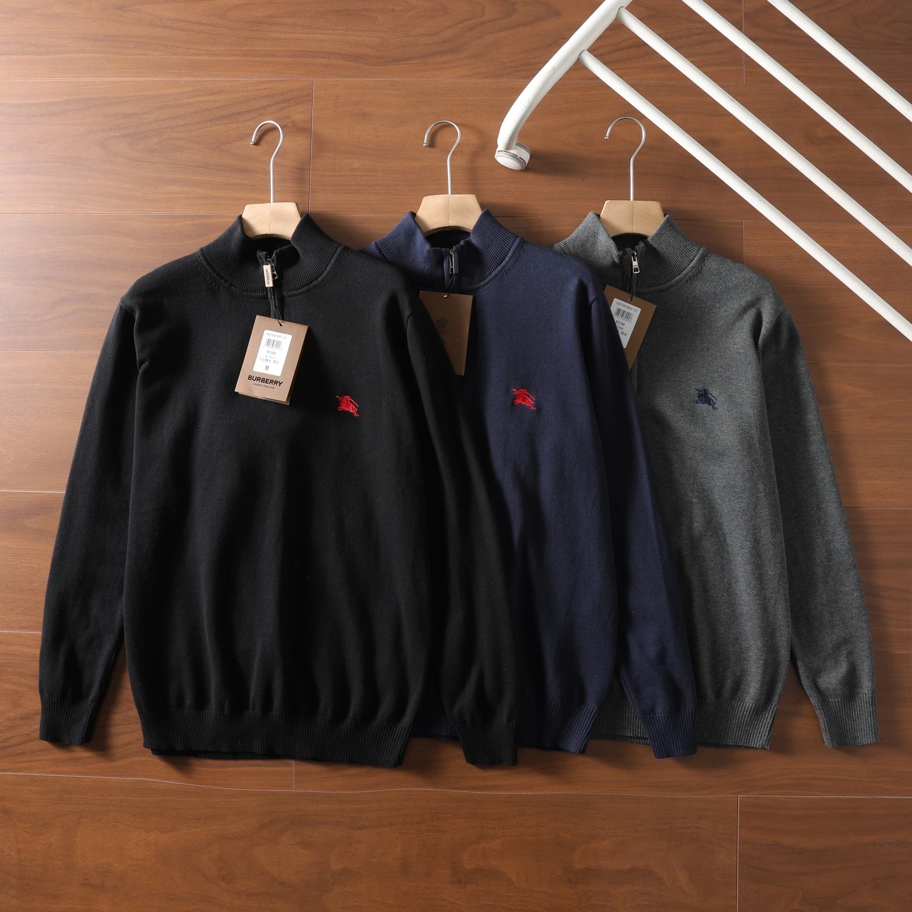 Burberry Half-Zip Knit Sweater Men's Wool Blend Pullover