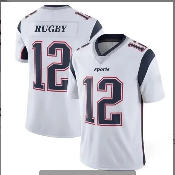 White Rugby Jersey Number 12 Sports Football Shirt