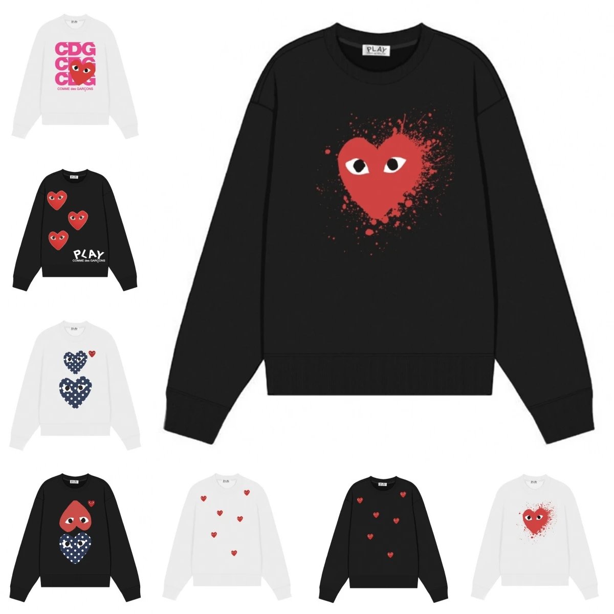CDG PLAY Heart Eye Sweatshirt Black Red Design