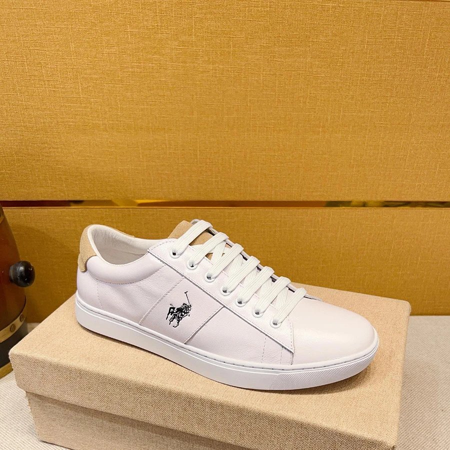 White Leather Polo Sneakers for Men and Women
