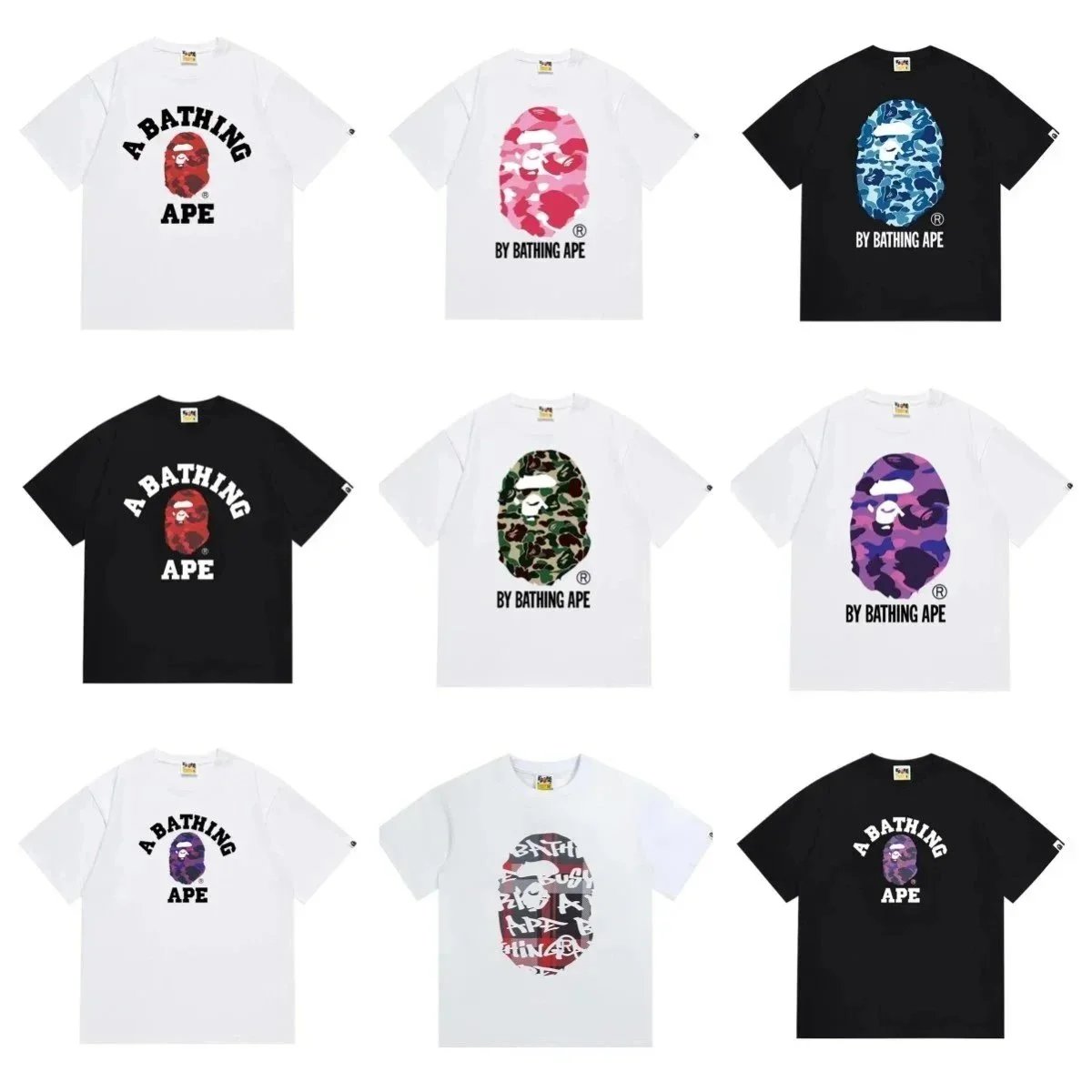 A Bathing Ape Camo Logo T-Shirt Men's Streetwear Fashion