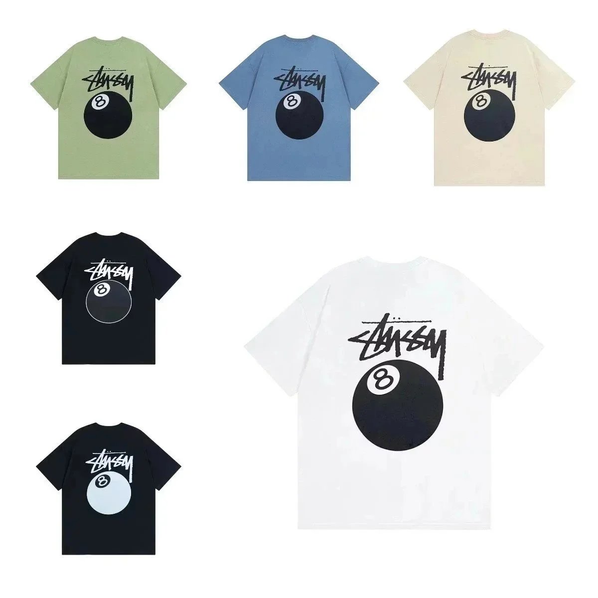 Stussy 8 Ball Logo T-Shirt Men's Streetwear Graphic Tee