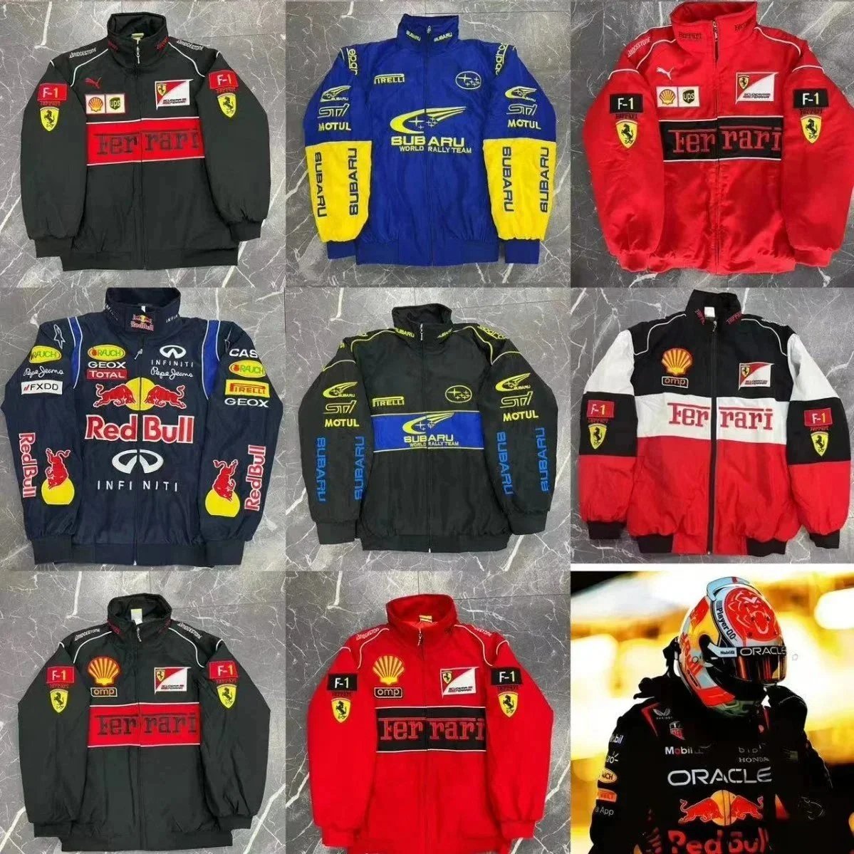 Official F1 Racing Team Jackets Ferrari Red Bull Subaru