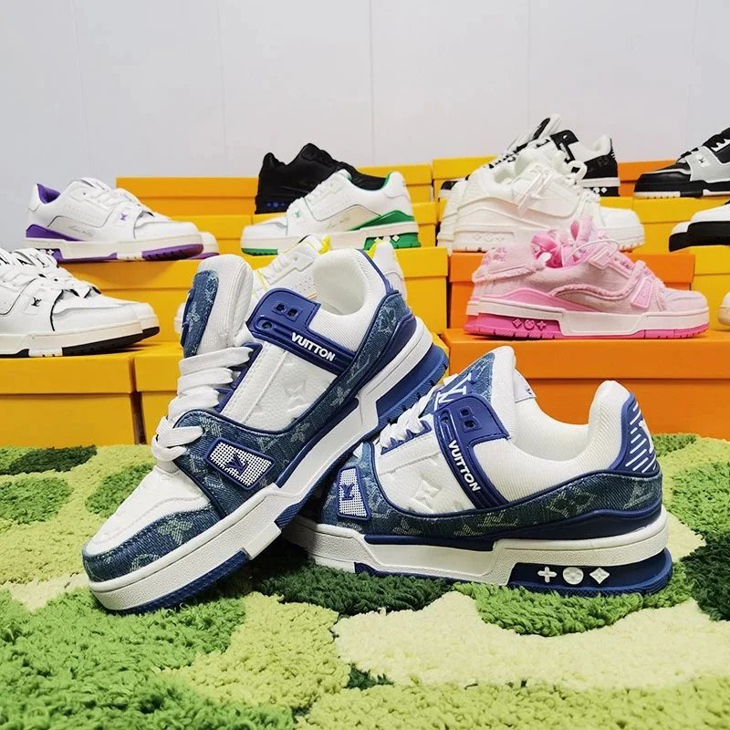 Vuitton x Air Jordan 4 Retro Blue Monogram Sneakers
