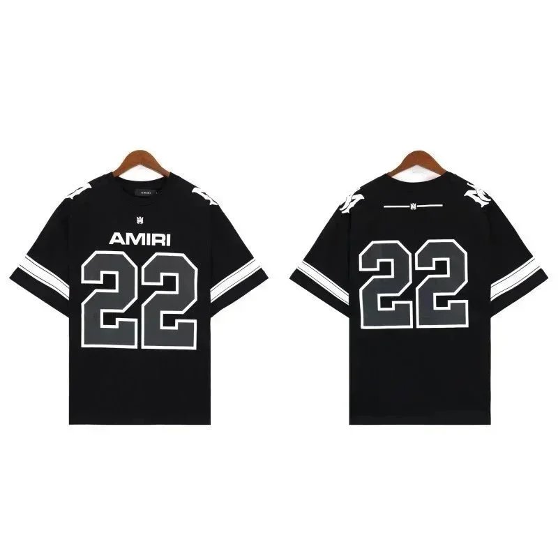 AMIRI 22 Jersey T-Shirt Black White Stripe Design