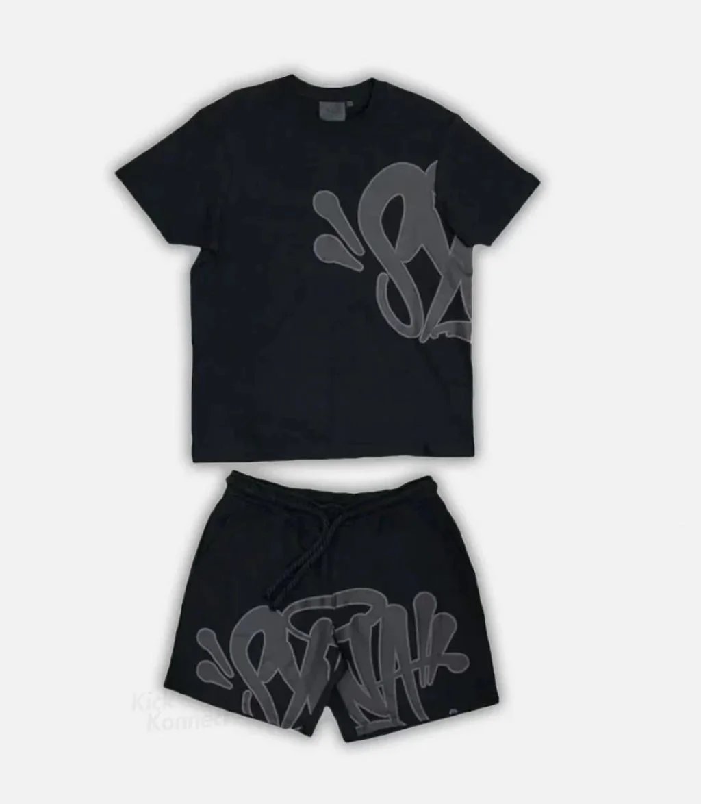 Kith Black Graffiti Logo T-Shirt and Shorts Set