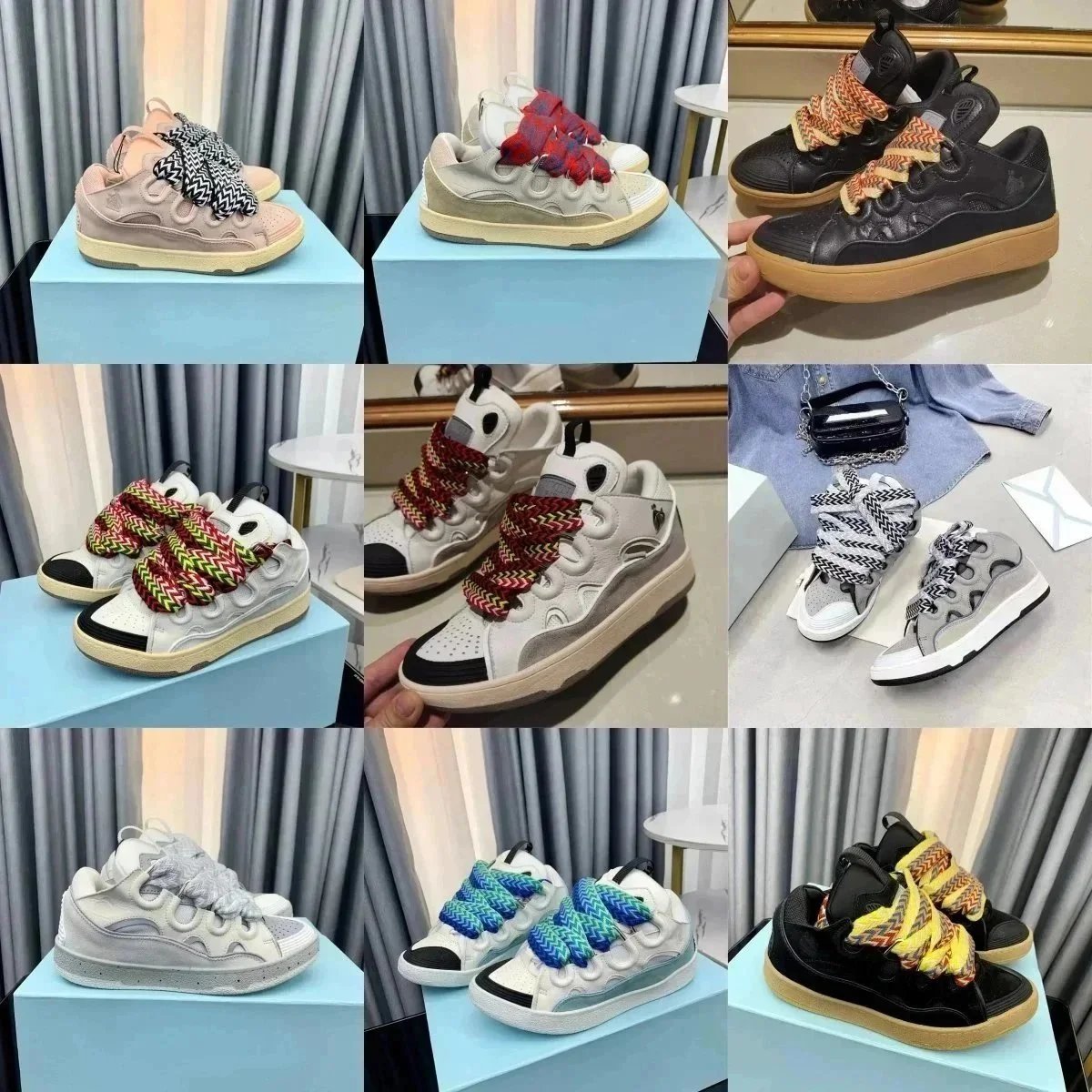 Stylish Chunky Sneakers with Colorful Laces for Women and Men