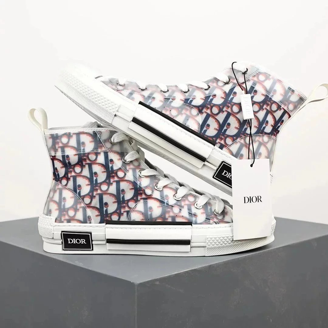 Dior Oblique High-Top Sneakers White and Multicolor