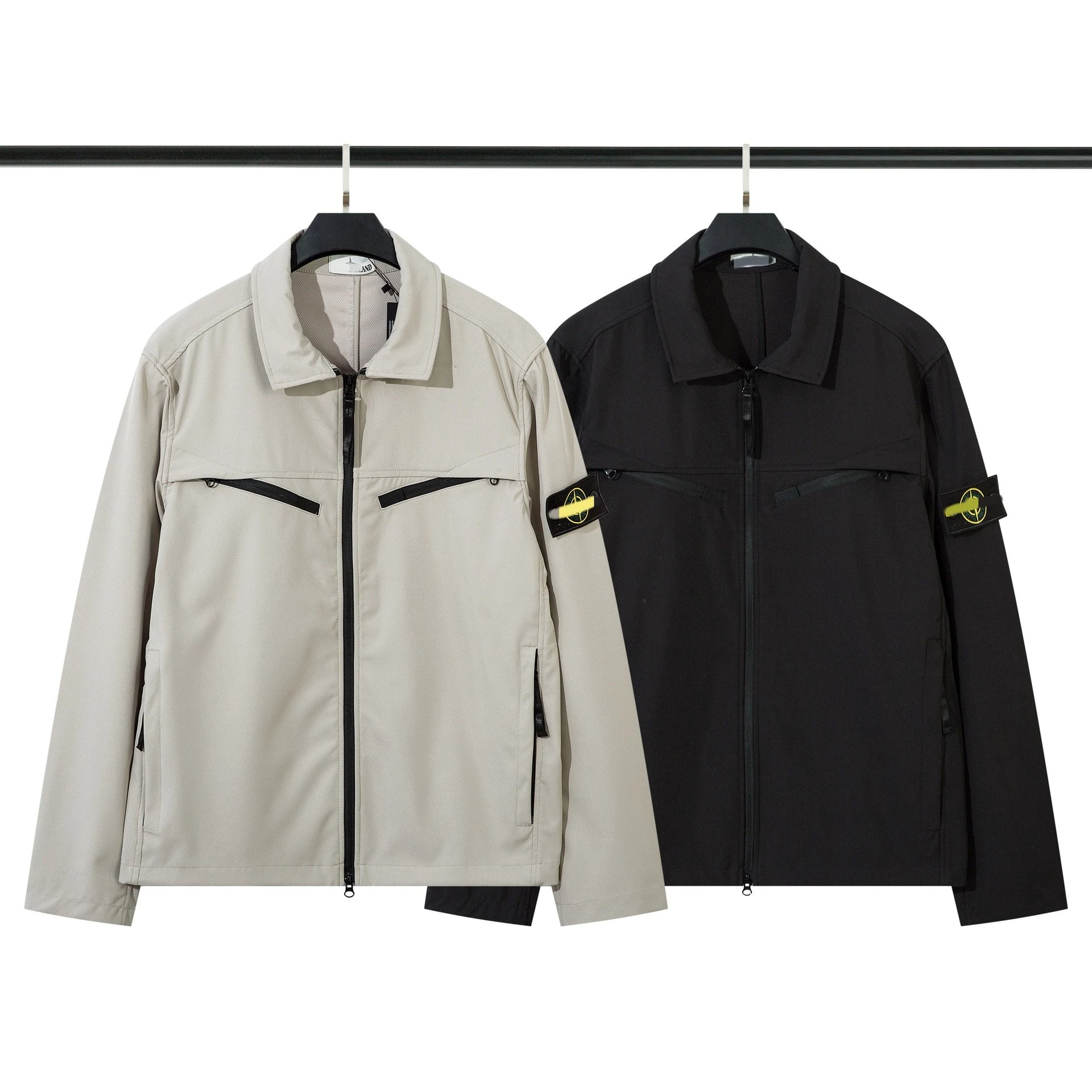 Men's Lightweight Tactical Jacket with Zippered Pockets and Reflective Logo