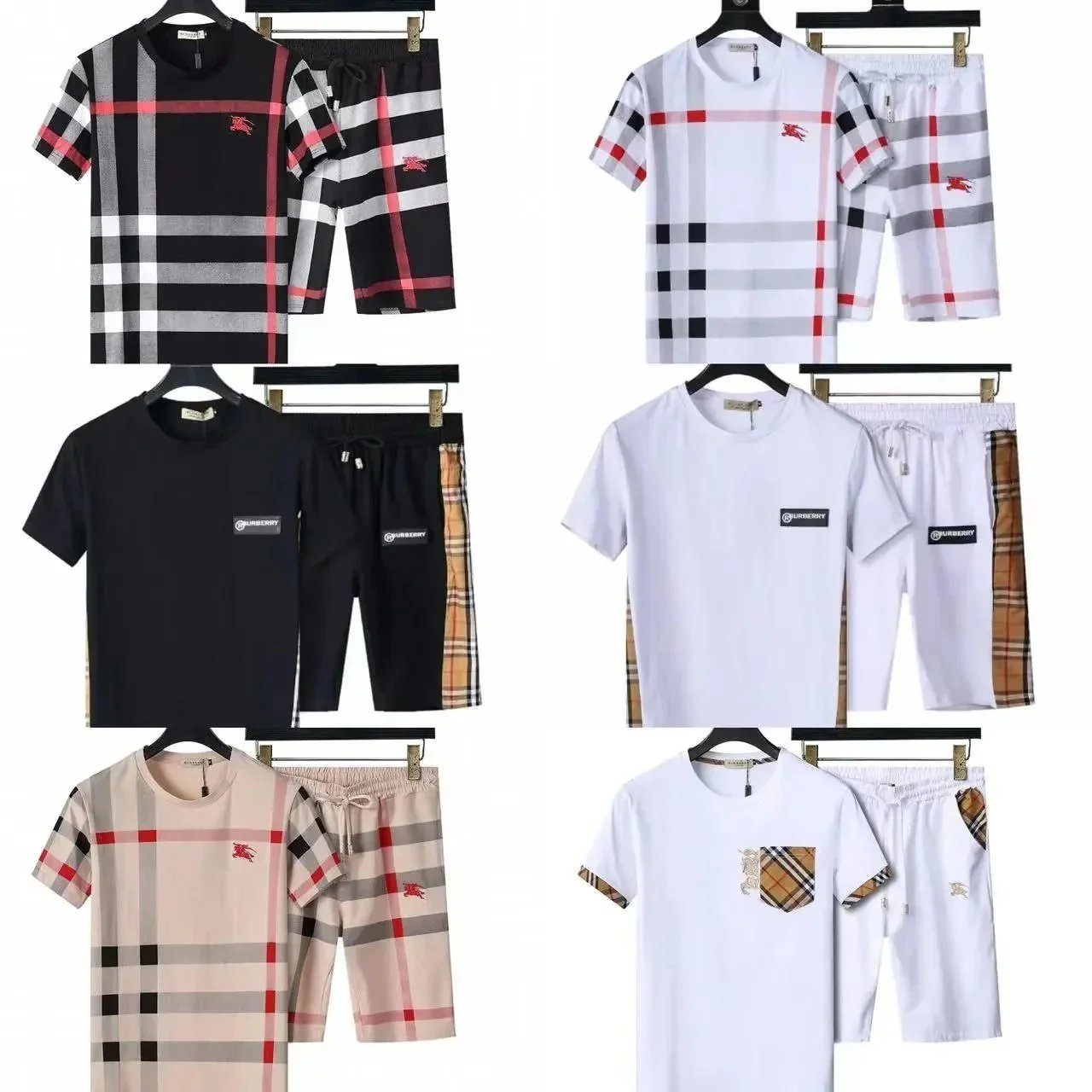 Burberry Men's Plaid Short Sleeve T-Shirt and Shorts Set
