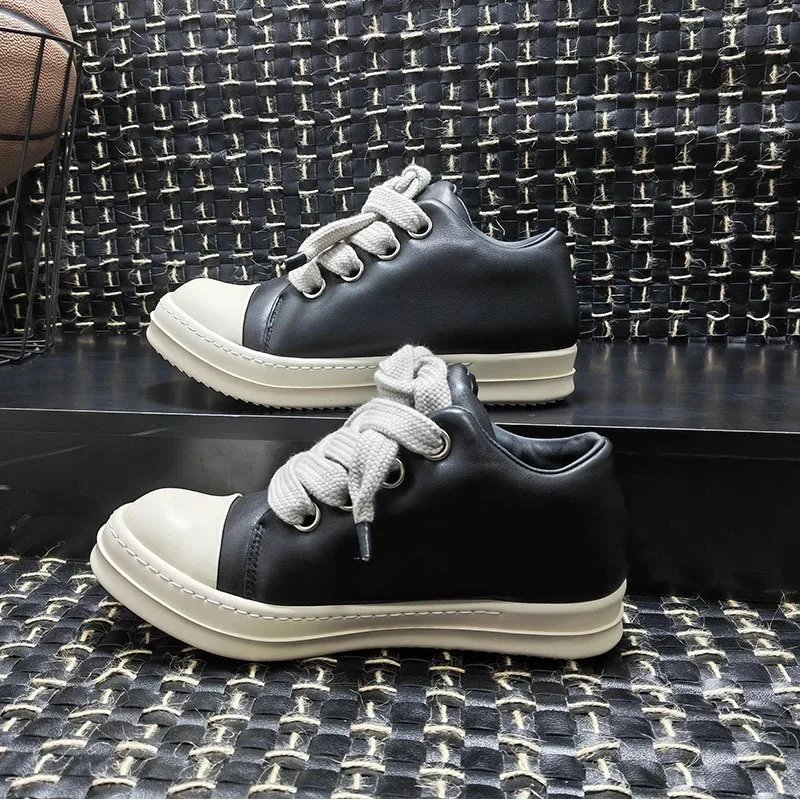 Classic Black and White Low Top Sneakers for Men and Women