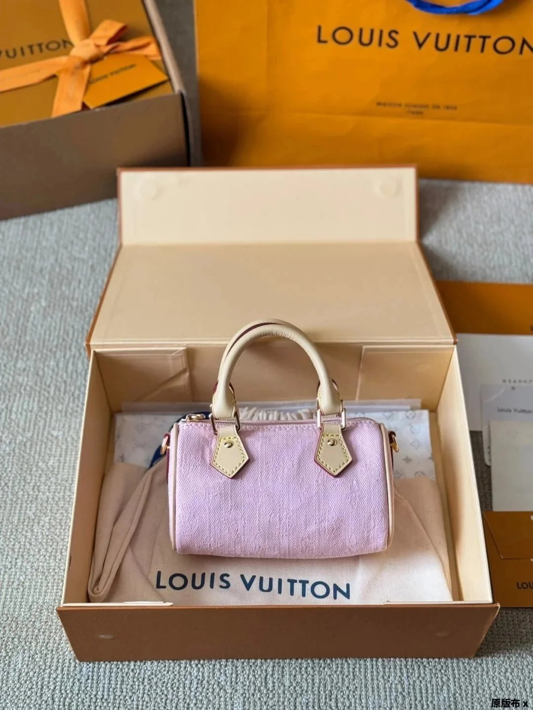 Louis Vuitton Mini Pink Handbag with Gold Hardware