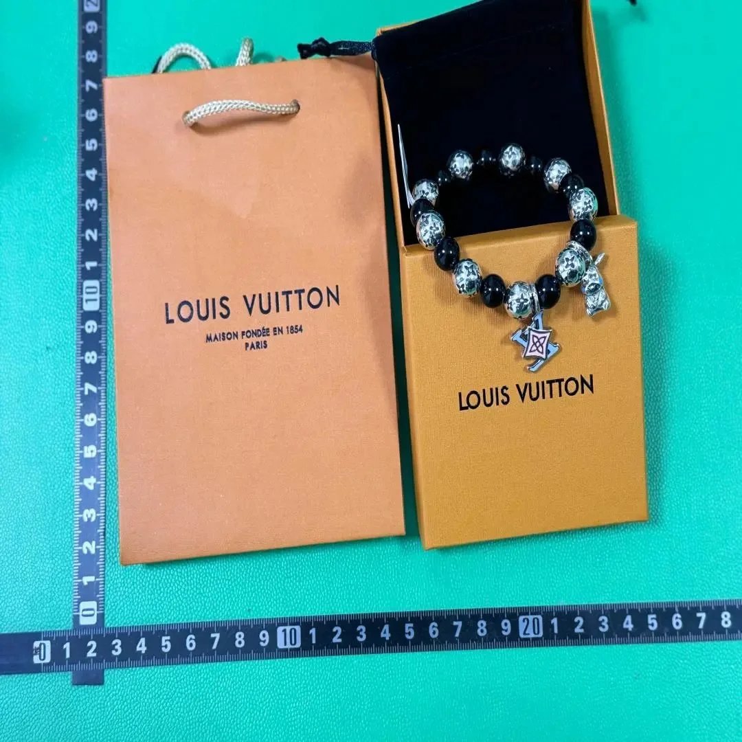 Louis Vuitton Beaded Bracelet with LV Charm