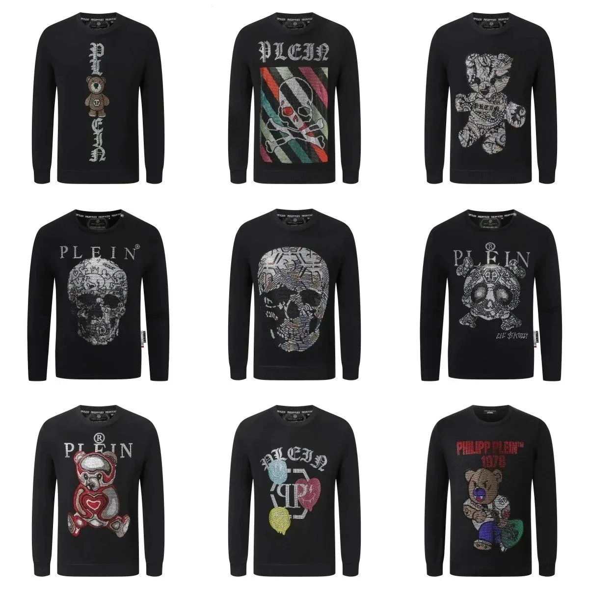 Philipp Plein Embroidered Sweaters for Men - Skull and Bear Designs