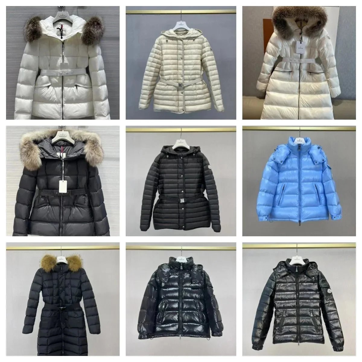 Moncler Women's Down Jacket with Fur Hood and Belted Design