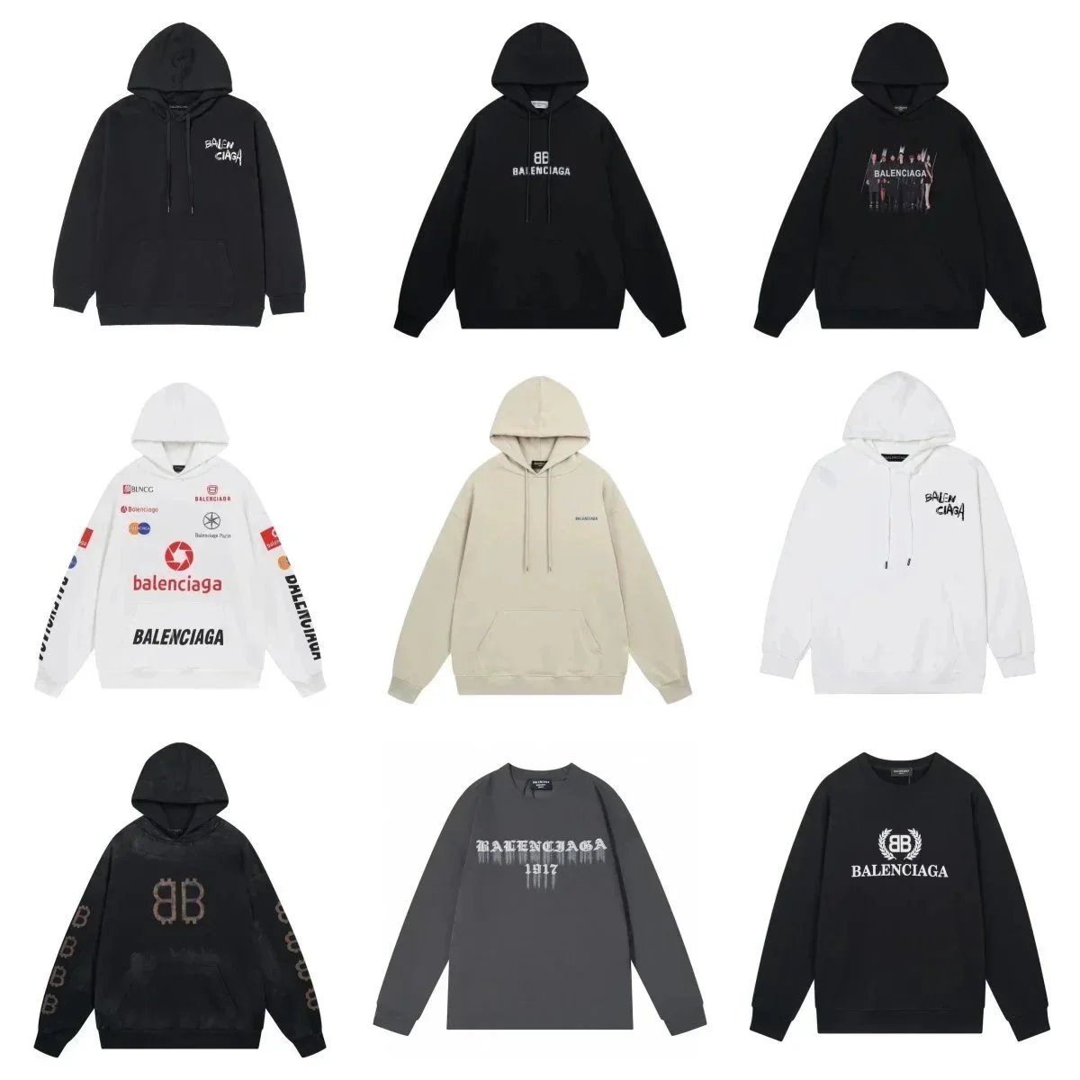 Balenciaga Hoodies Sweatshirts Men Women Oversized Logo Streetwear