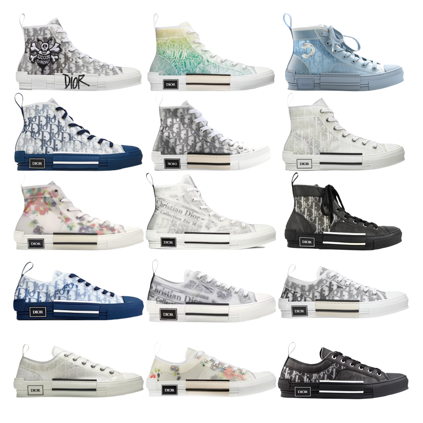 Dior x Converse Sneakers High Top Low Top Canvas Shoes