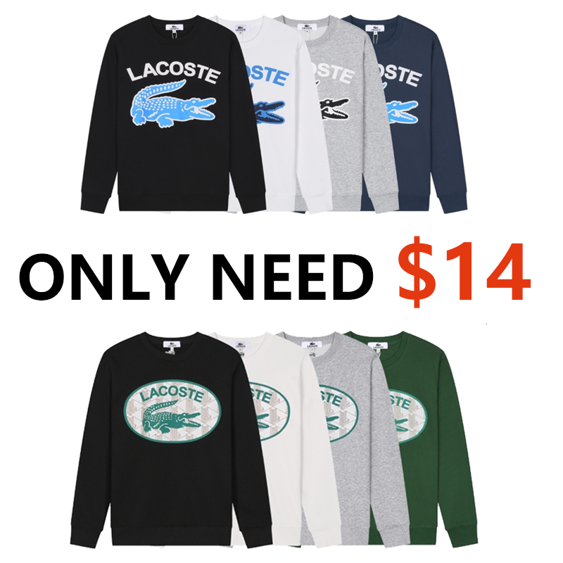LACOSTE Crocodile Logo Sweatshirt Men Women Casual Long Sleeve Pullover