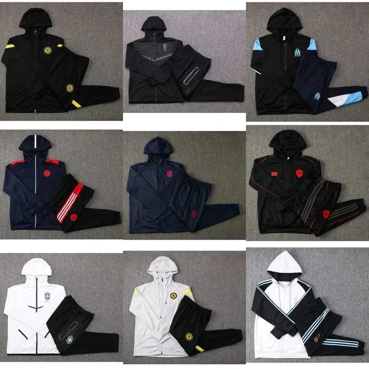 Men's Sport Suit Tracksuit Set Hooded Jacket and Pants for Football Fans