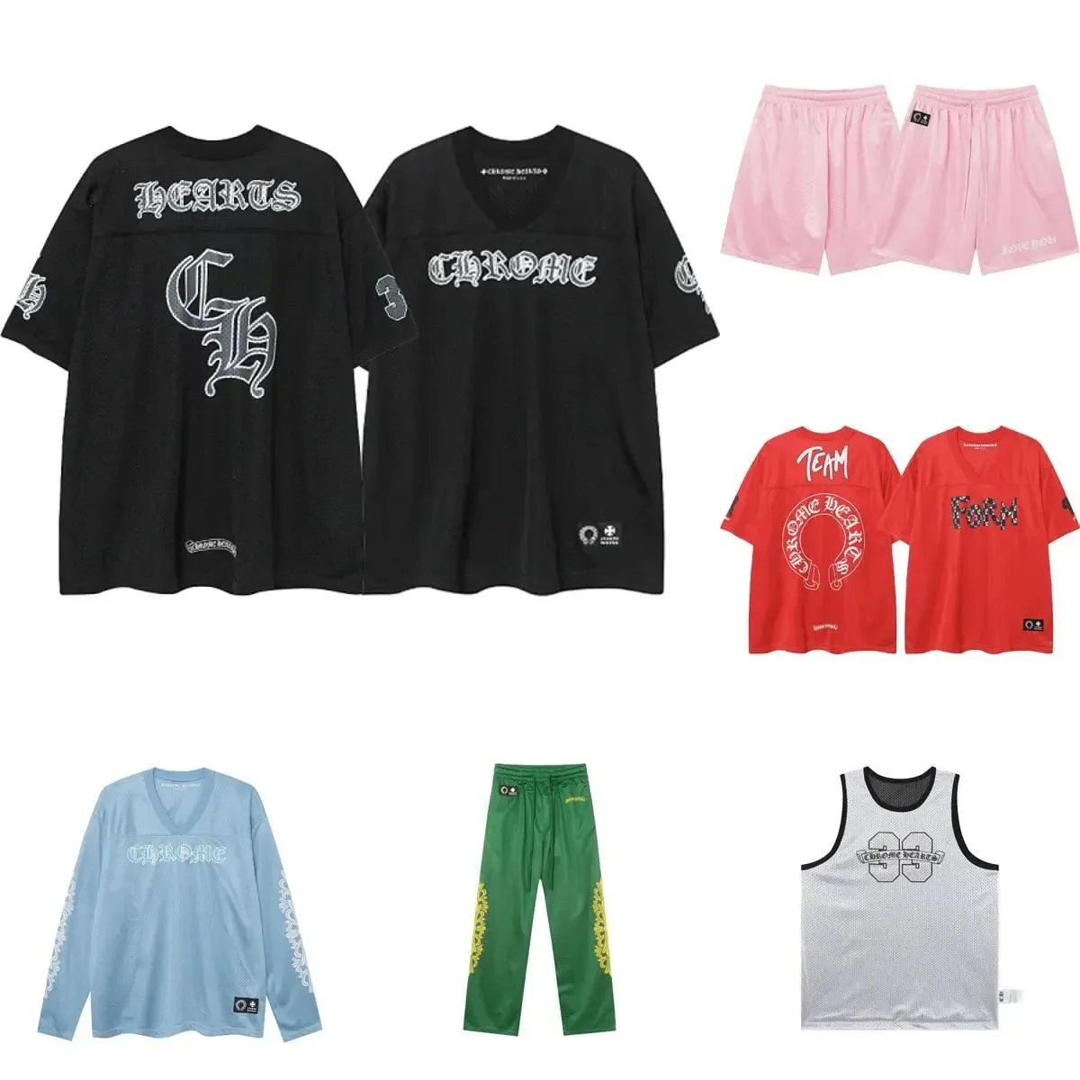 Chrome Hearts Basketball Jersey Set - Black, Red, Blue, Pink & Green