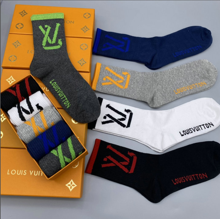 Louis Vuitton Logo Socks Set - Premium Cotton Ankle Socks