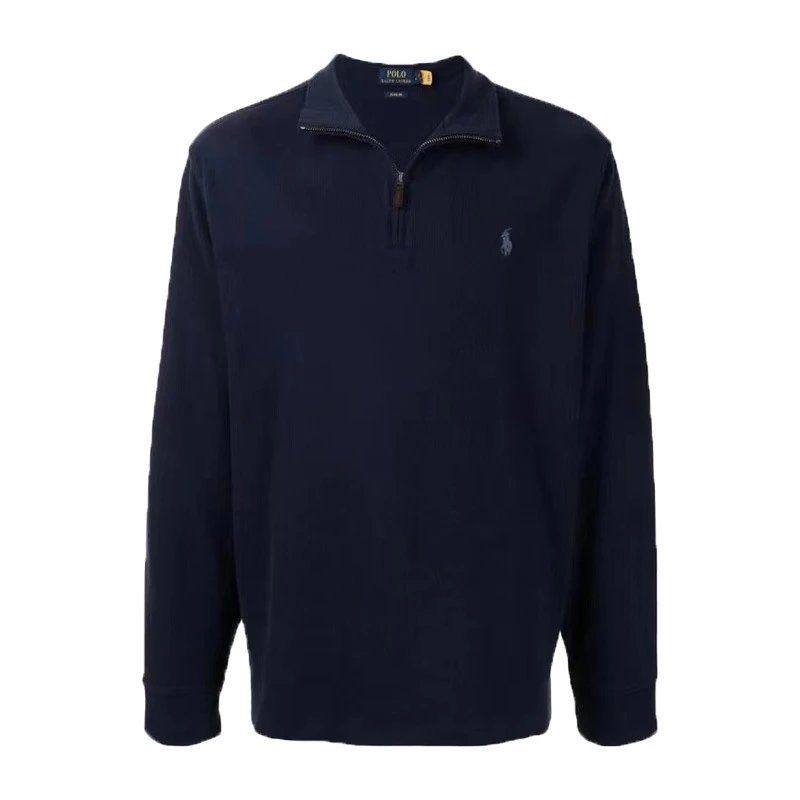 Men's Navy Blue Quarter-Zip Sweater with Pony Logo
