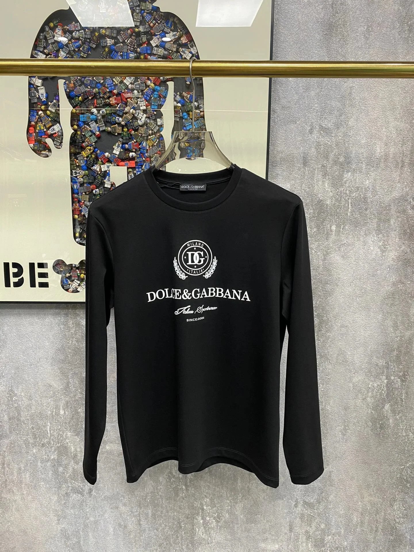 Dolce&Gabbana Black Long Sleeve T-Shirt with Logo Print